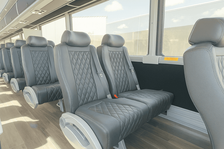 interior of Orange Shuttle Bus Rentals charter bus